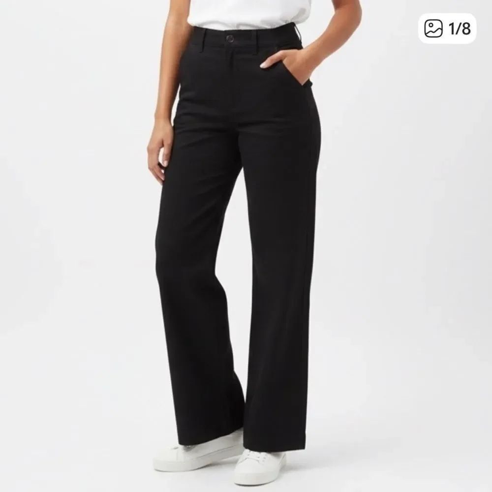 American Giant High Rise Wide Leg Pants Black Womens 12